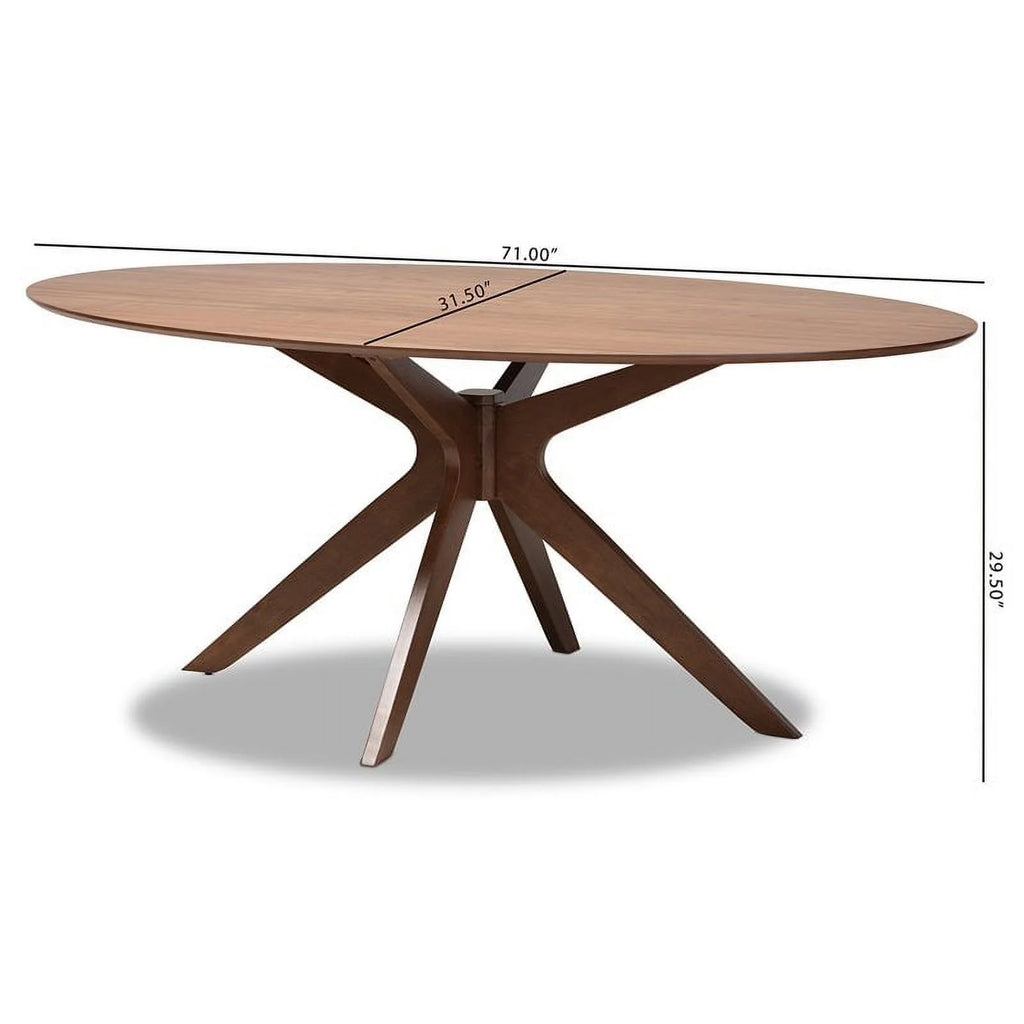 Walnut Brown Wood 71-Inch Oval Dining Table K67901