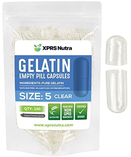 Size 5 Clear Empty Gelatin Capsules 100 Count B4253