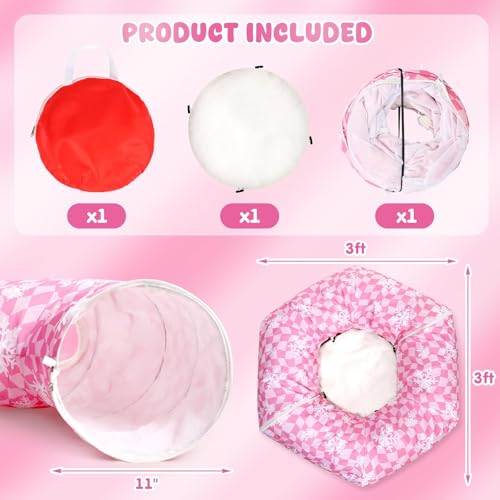 Cat Tunnel Bed with Soft Cushion & Hanging Ball Toy B5284