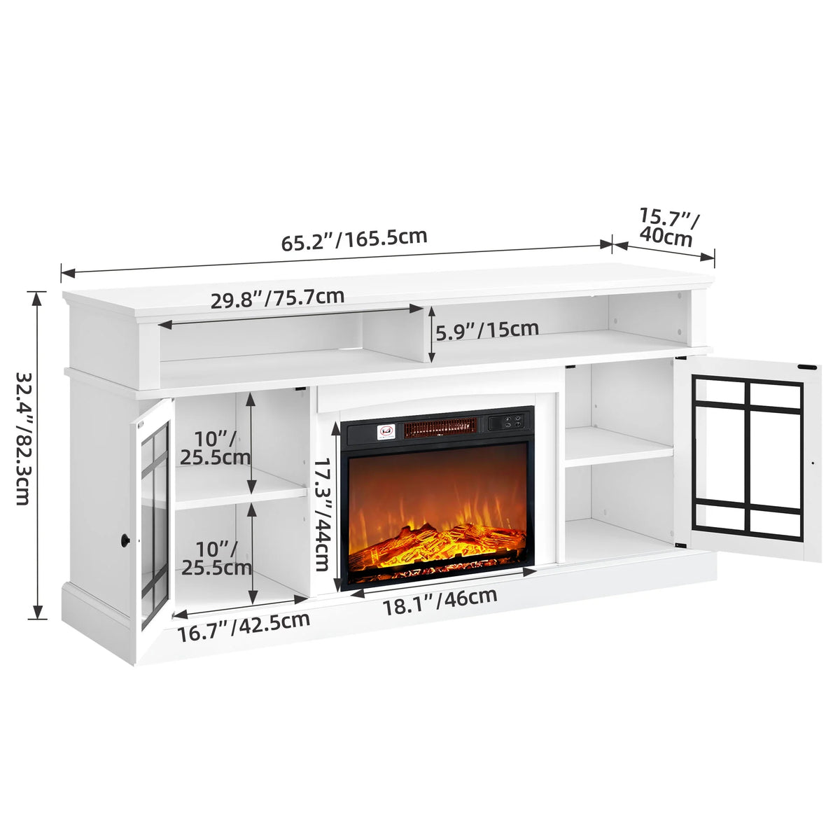 White LED Fireplace TV Stand up to 70" M26257