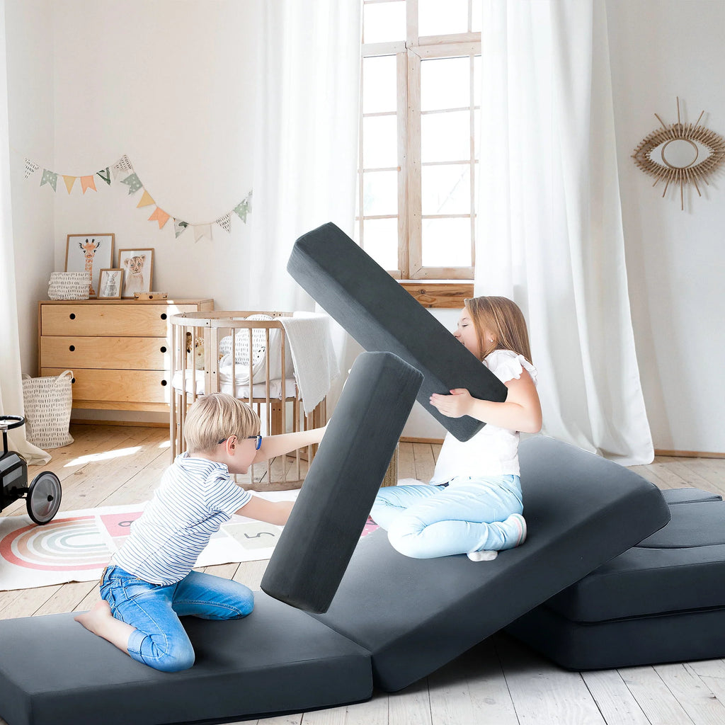 Gray 9-Piece Kids Play Couch D6812