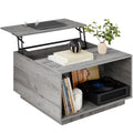 Square Rustic Modern Lift Top Coffee Table with Cubby N611