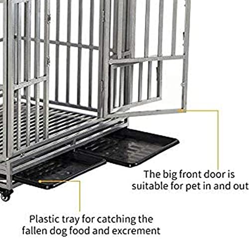 Heavy Duty Dog Cage Metal Kennel and Crate 42 inch Black B7954