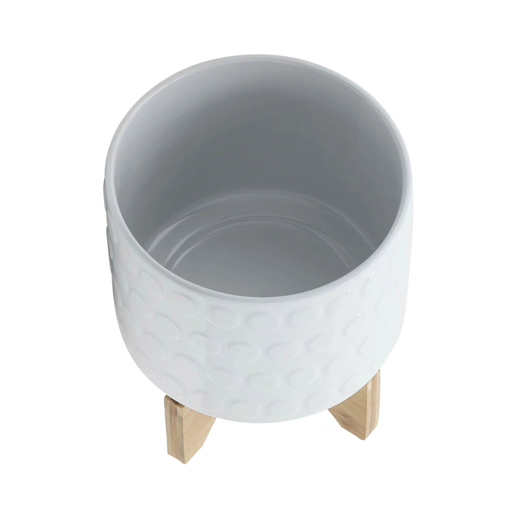 White Ceramic Round Planter L6411