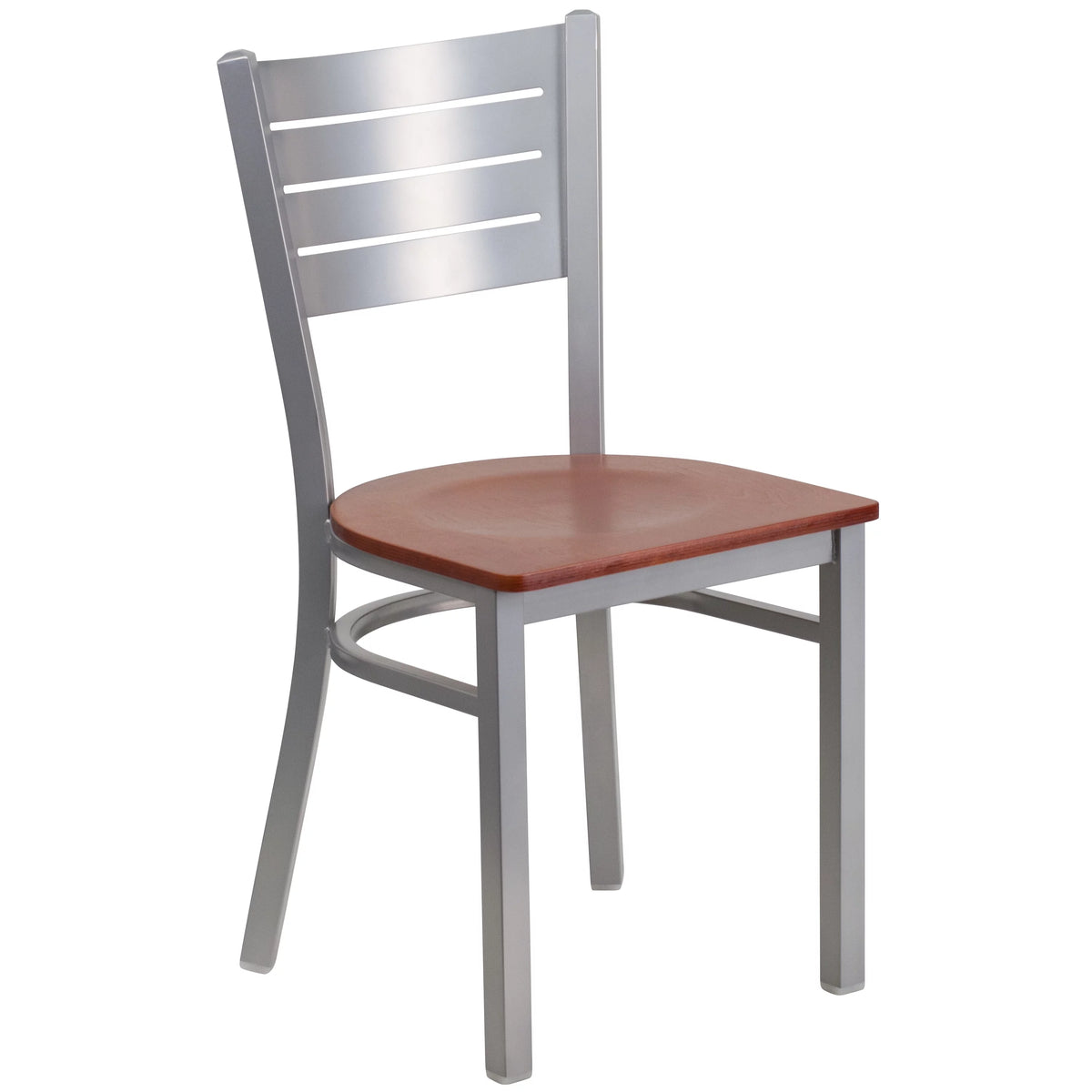 Silver Slat Back Metal Restaurant Chair W7196