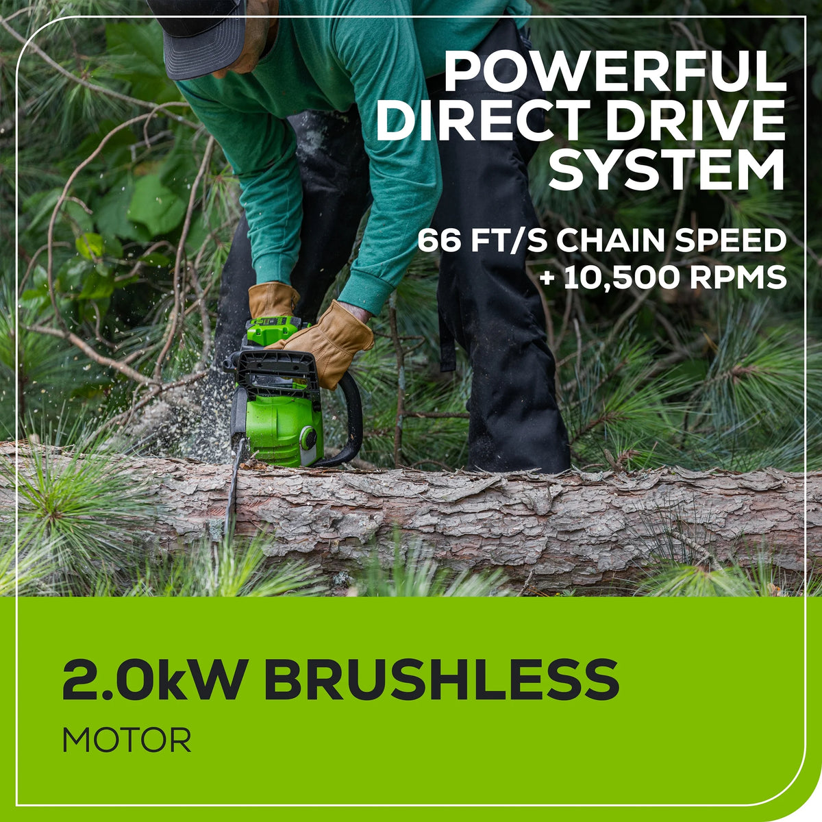 60V 2.0kW Brushless Chainsaw with 4.0 Ah Battery & Charger O209
