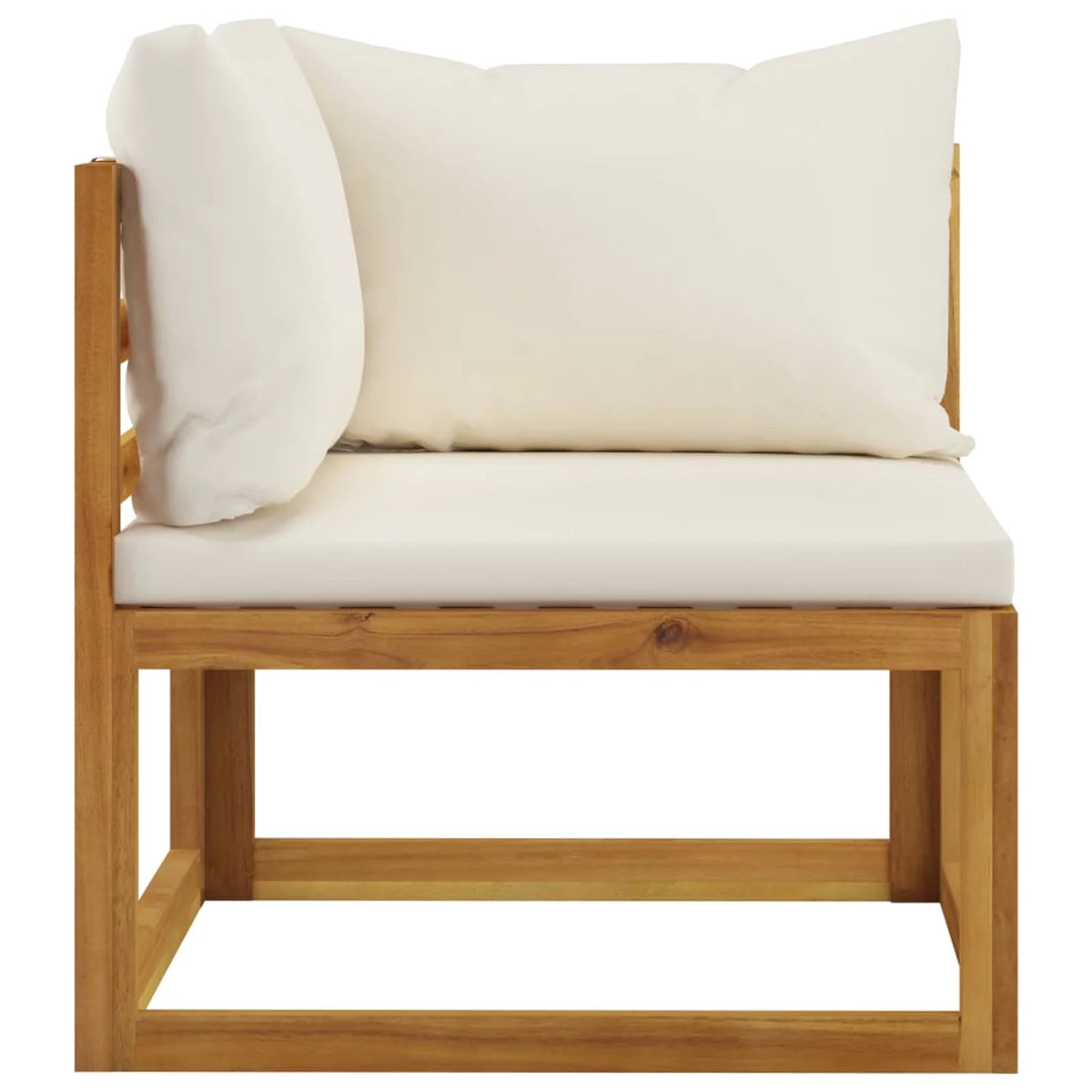2 Piece Acacia Wood Corner Sofa Set with White Cushions H824009