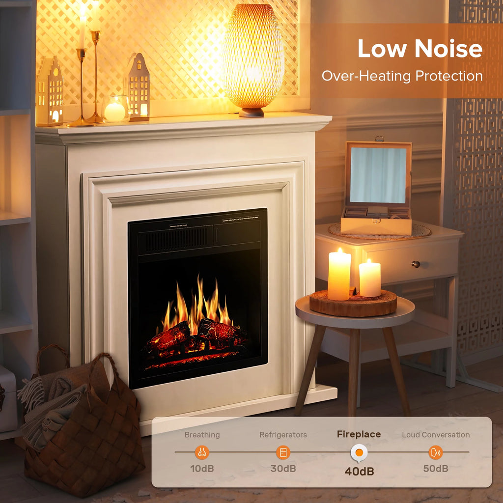 36" Freestanding Electric Fireplace with White Mantel V575637