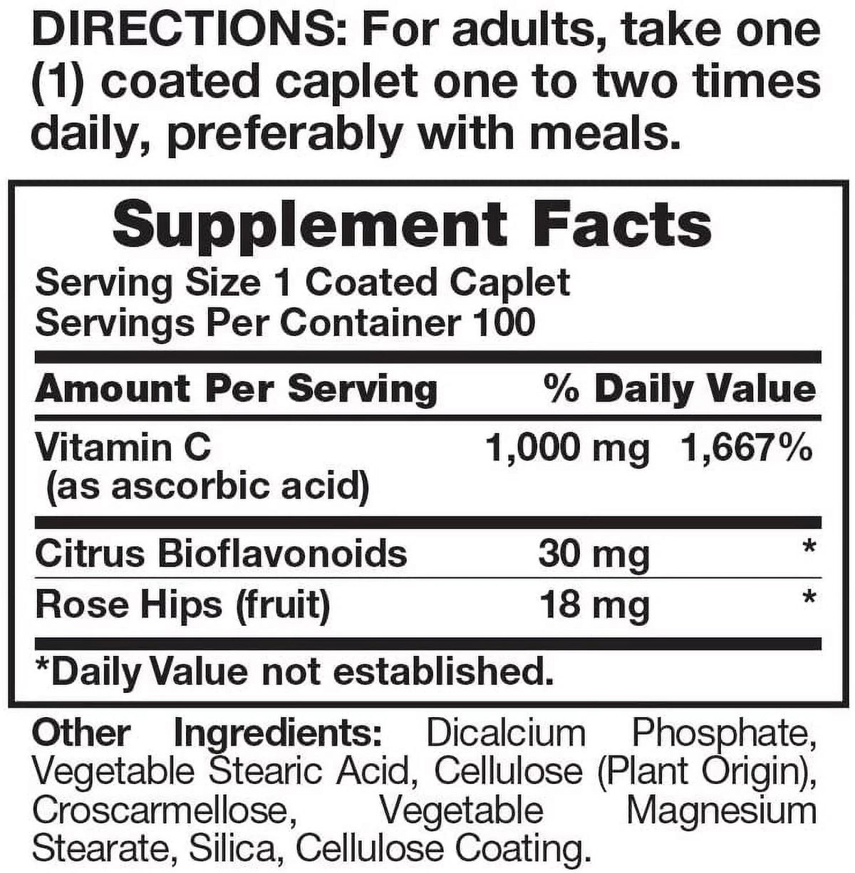 Vitamin C with Bioflavonoids & Wild Rose Hips 100 ct 6 Pack R751