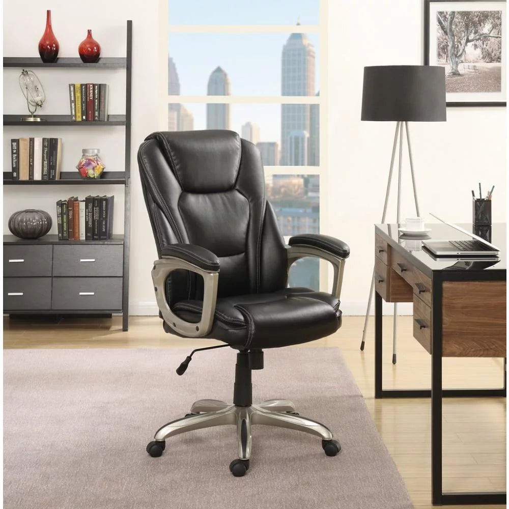 Black Bonded Leather Office Chair with Memory Foam Y980