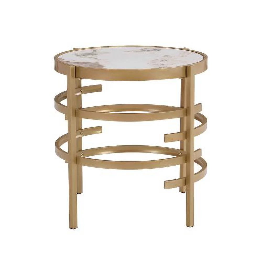 Modern Side Table, Sintered Stone End Table, Golden Small Coffee Table Y92276