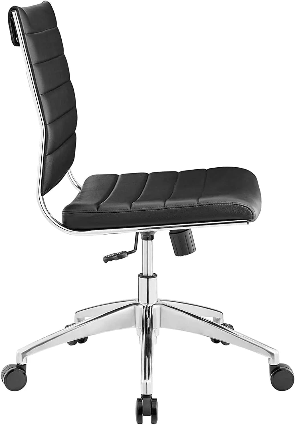 Black Ribbed Armless Swivel Chair A682