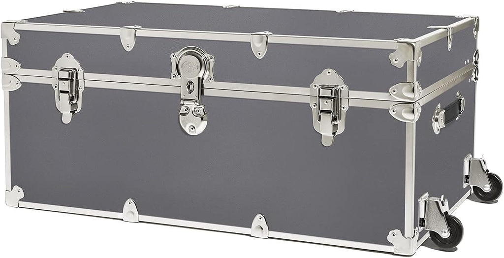 Large Storage Trunk with Removable Wheels 32x18x14 Silver Z481674