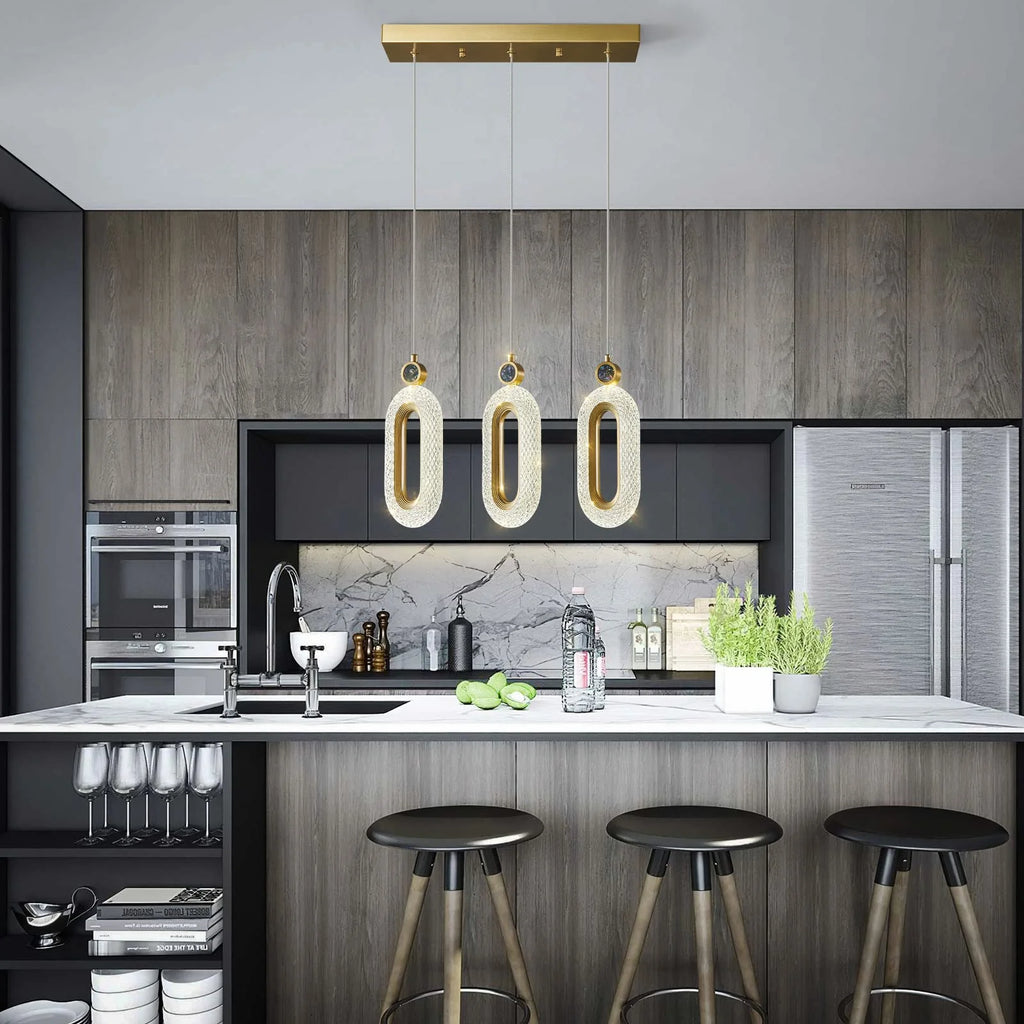 3-Light LED Dimmable Modern Gold Pendant Lighting T817