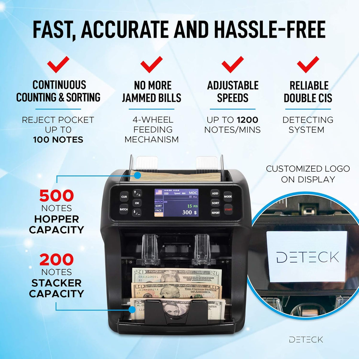 Money Counter Machine Mixed Denomination with Reject Pocket K693
