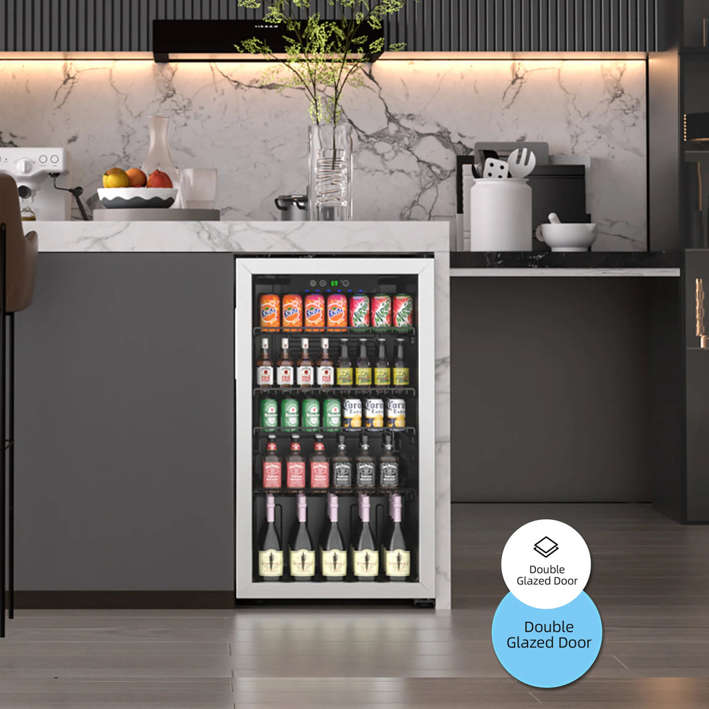 Compact Freestanding Beverage Refrigerator with Glass Front Door B308