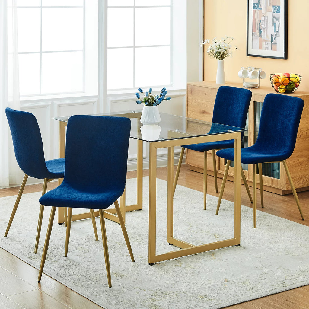 Blue Fabric Dining Chairs Set of 4 X37106