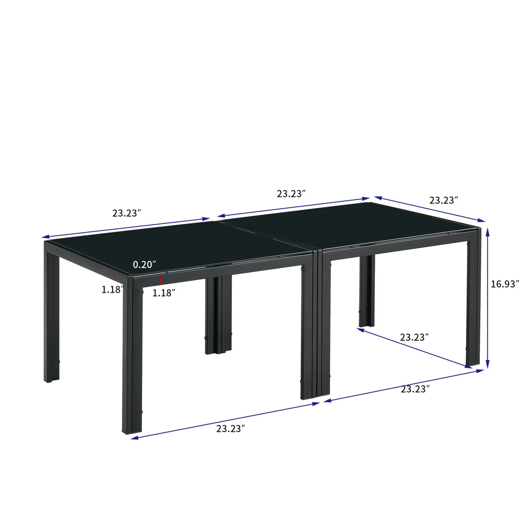 Set of 2 Square Tempered Glass Coffee Table E4033