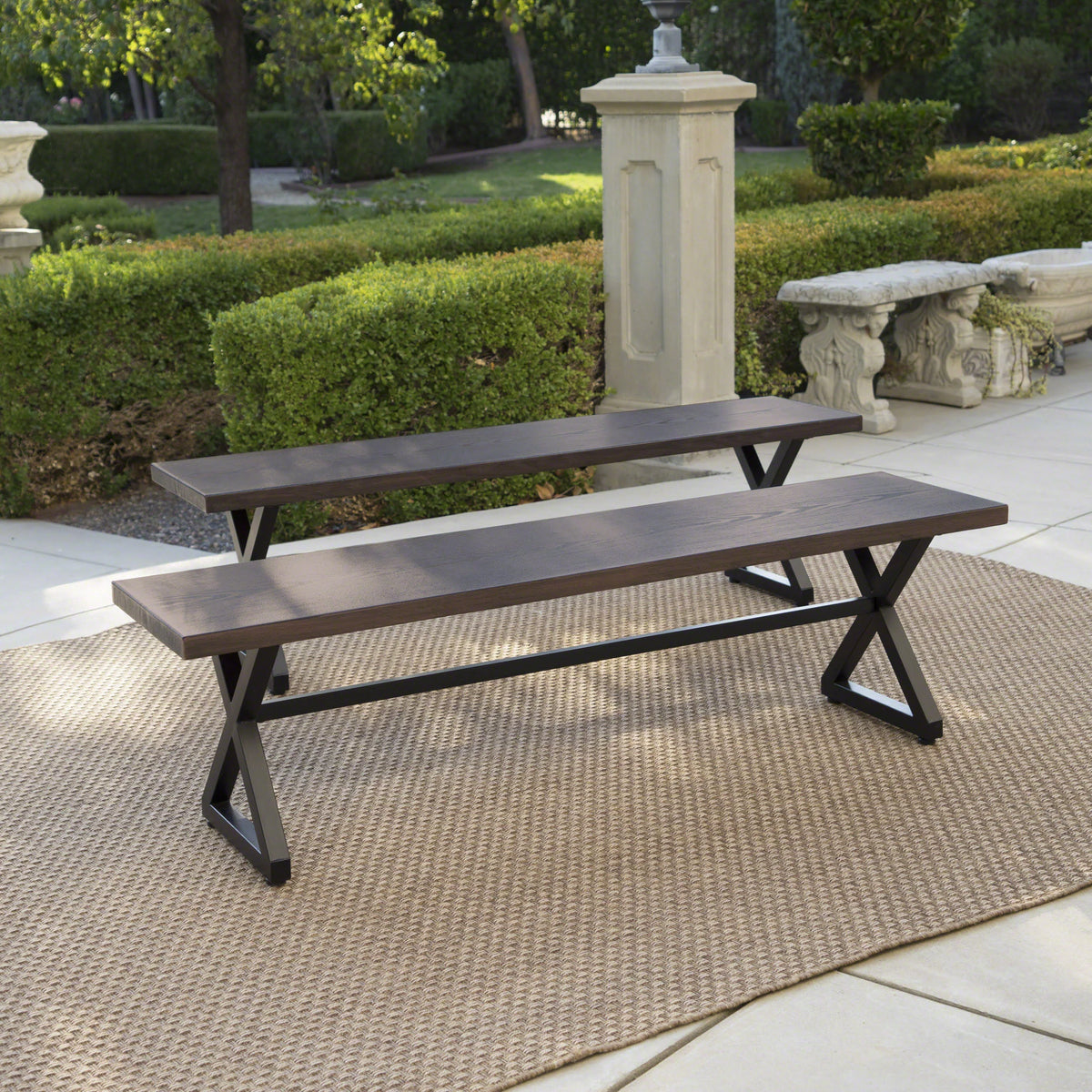 Aluminum Dining Bench with Steel Frame G804331