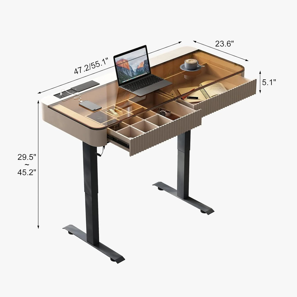 Electric Standing Desk with Drawer G863