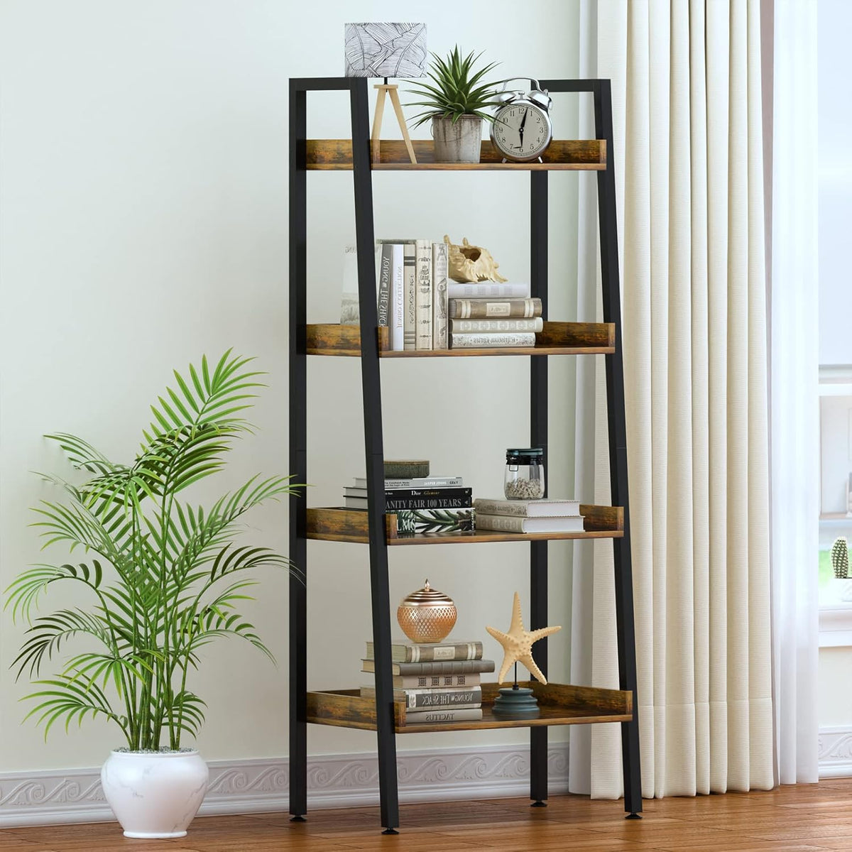 Adjustable Wood and Metal Bookshelf C2066