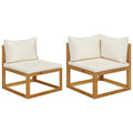 2 Piece Acacia Wood Corner Sofa Set with White Cushions H824009
