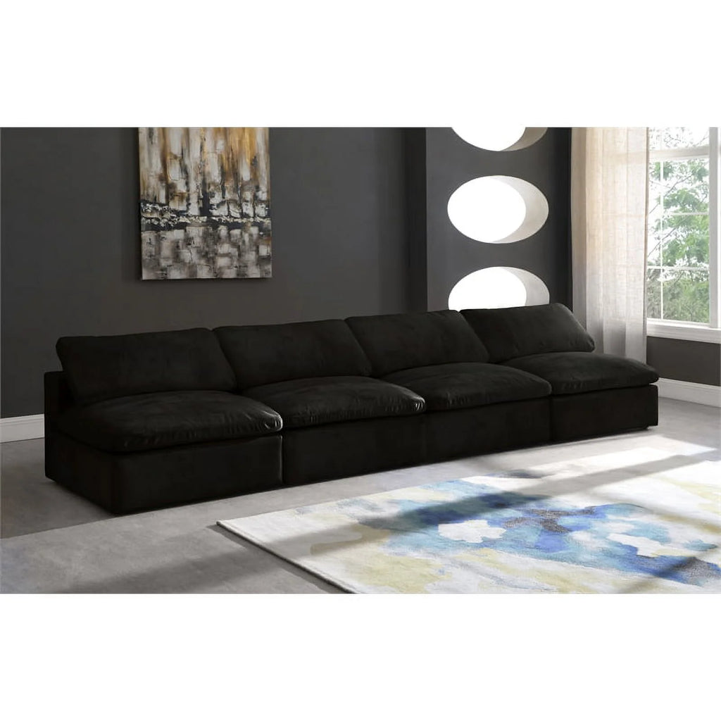 Black Velvet Modular 4 Piece Armless Sofa Y336997