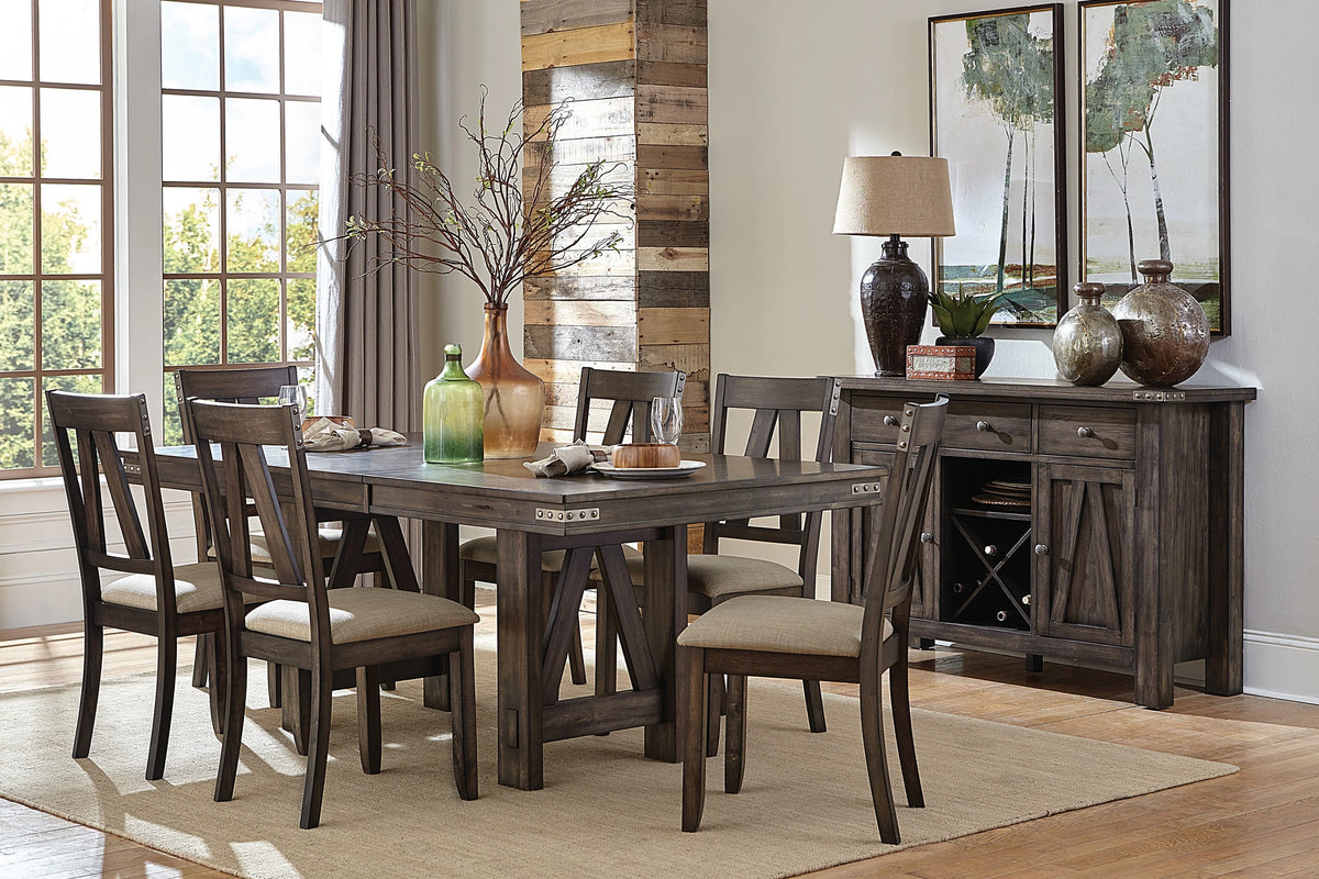 Brown 1pc Rubberwood Dining Table with Extension Leaf O98257