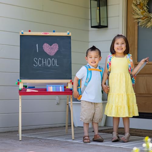 Wooden Double-Sided Art Easel with Dry-Erase Board, Chalkboard & Paper Roller Z407291