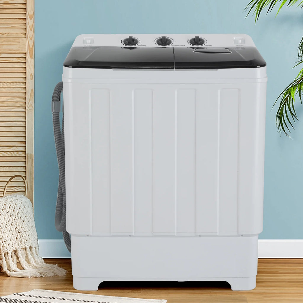 Portable 30lbs Twin Tub Washer and Dryer Combo with Drain Pump, Black G406129
