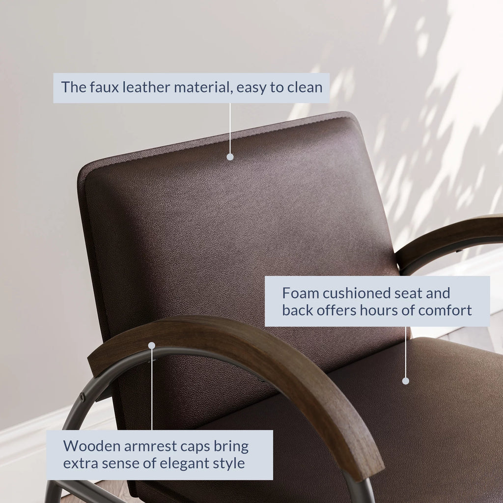 Brown Faux Leather Accent Chair W9129