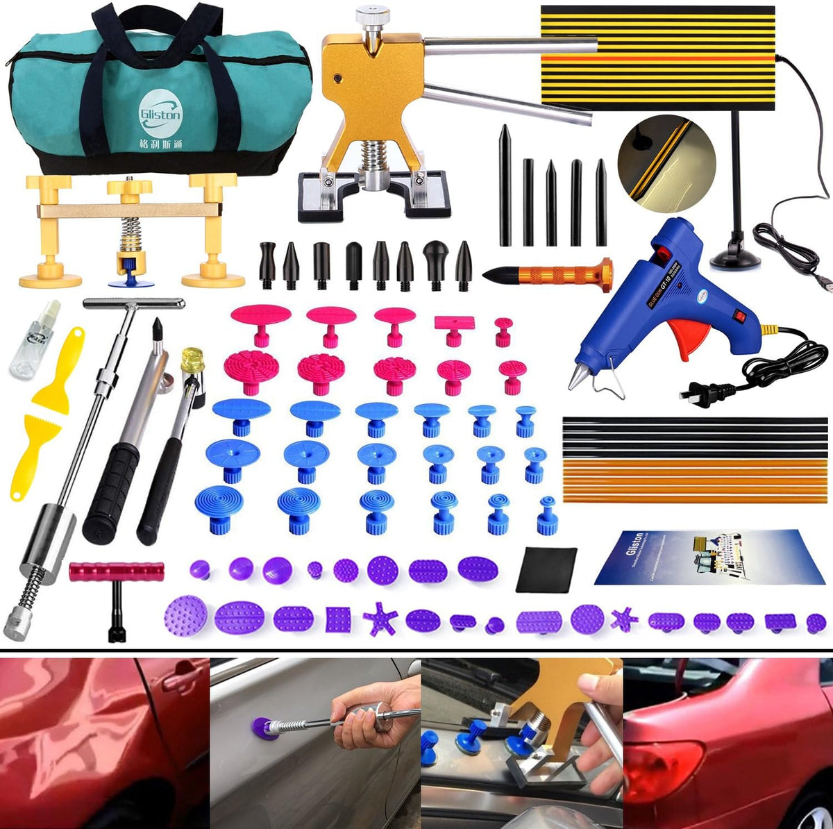 Paintless Dent Repair Kit 89pcs Dent Puller Tools Slide Hammer F257125