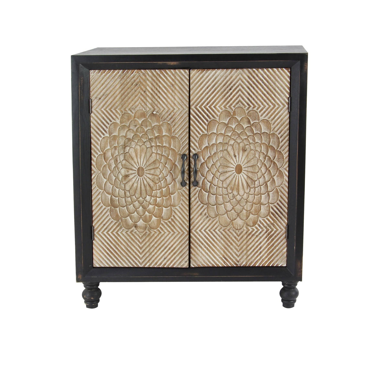 Black Wood and Metal Two-Door Cabinet S354