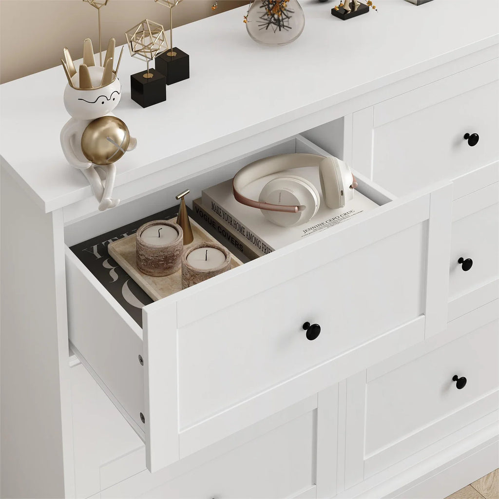 White 6 Drawer Wood Dresser E2046