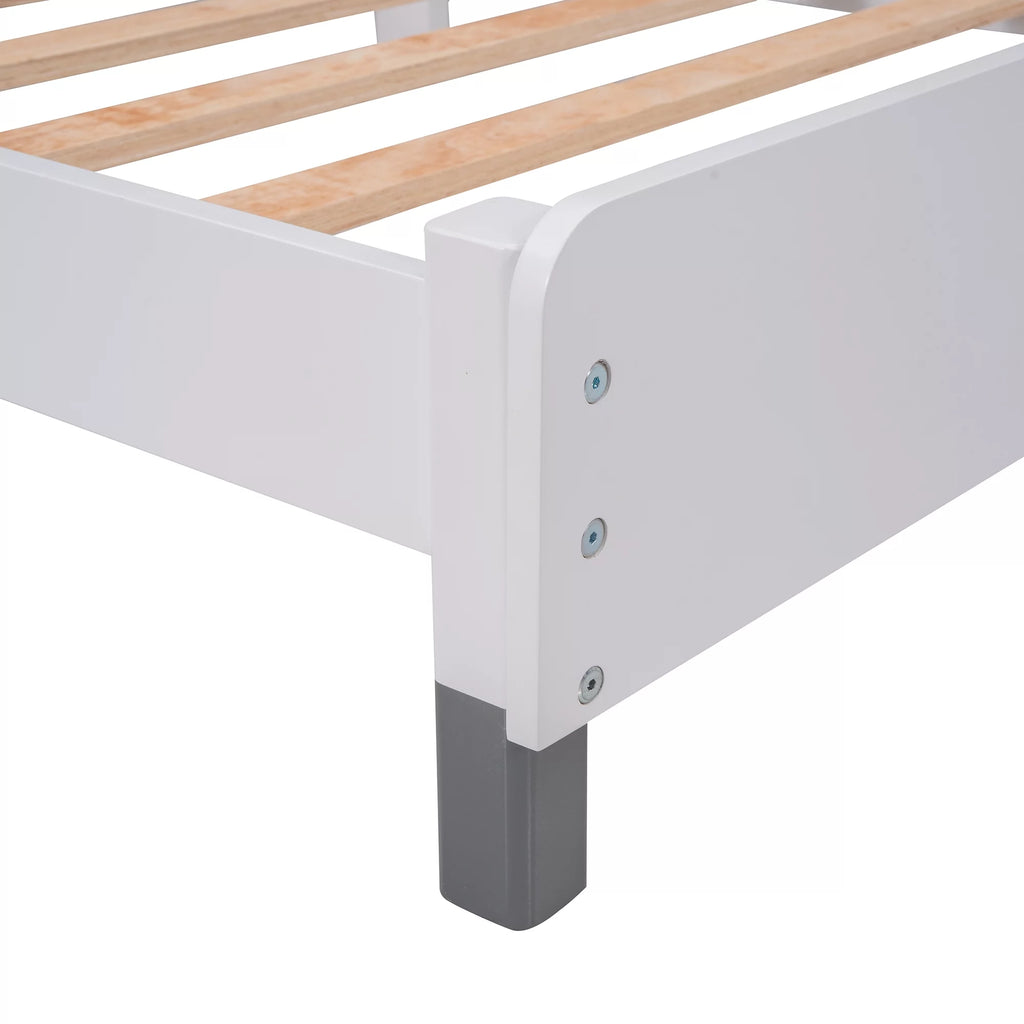 Twin Size Wood Platform Bed with House-shaped Headboard V8939