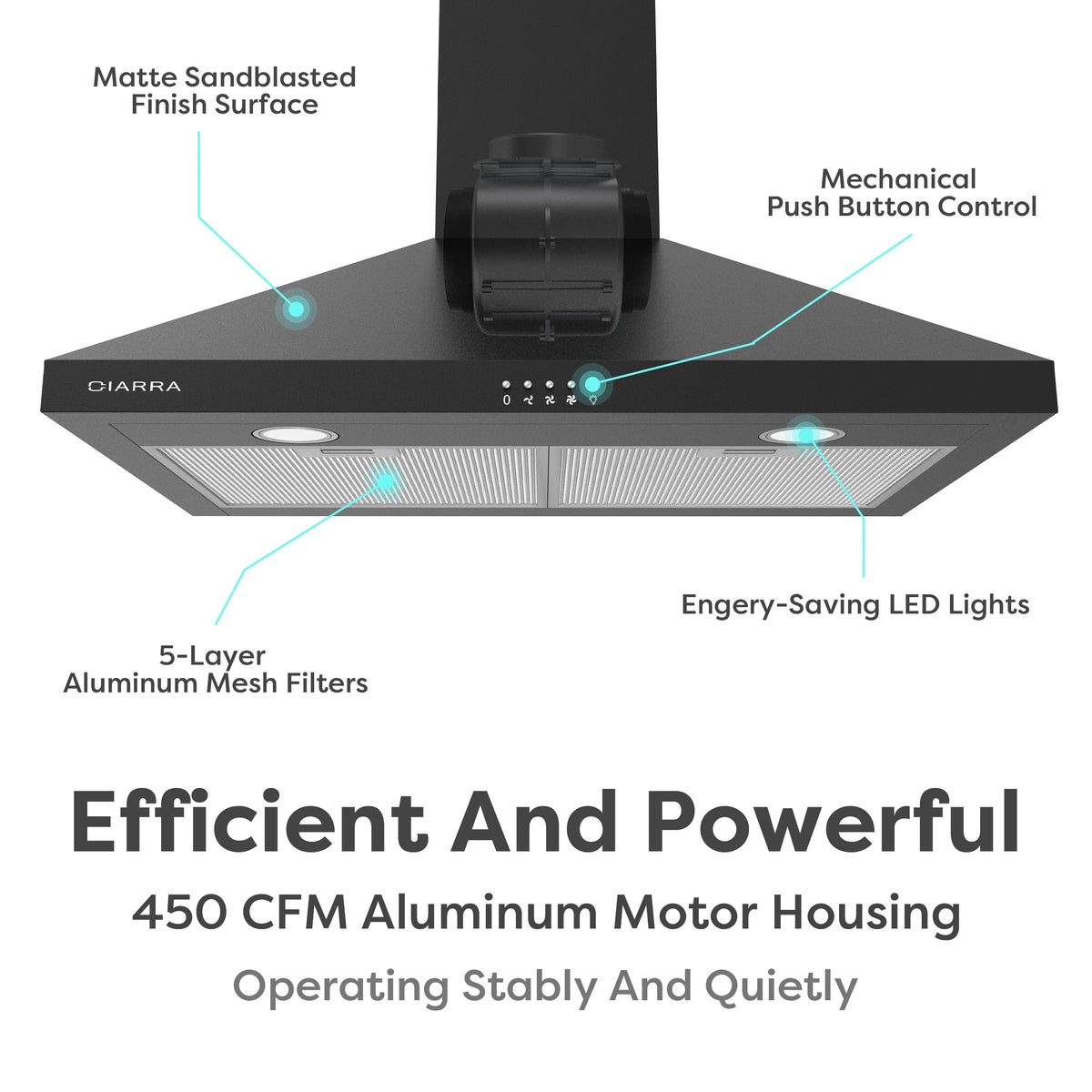 Black 30 inch Wall Mount Convertible Range Hood O41070