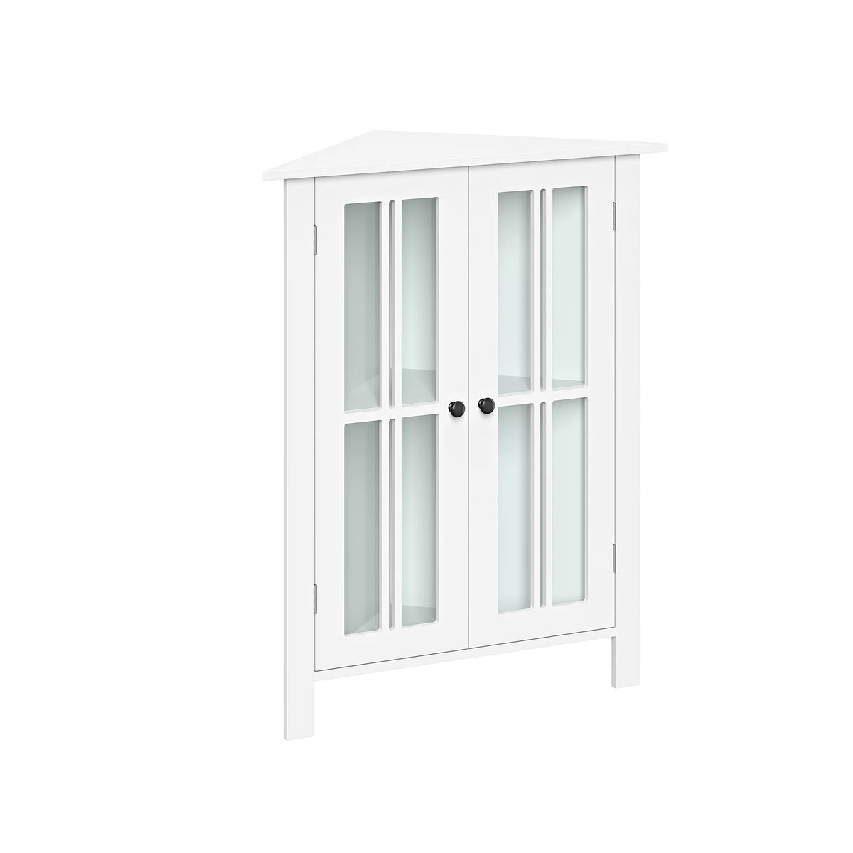 White Two-Door Wood Corner Cabinet R3495