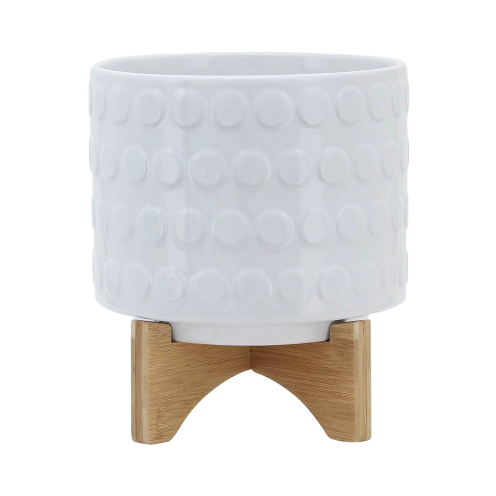 White Ceramic Round Planter L6411