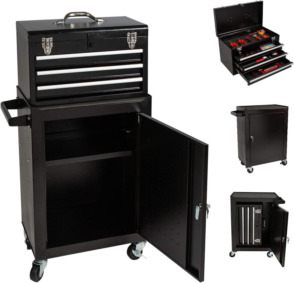 3 Drawer Rolling Steel Tool Box with Wheels S5338