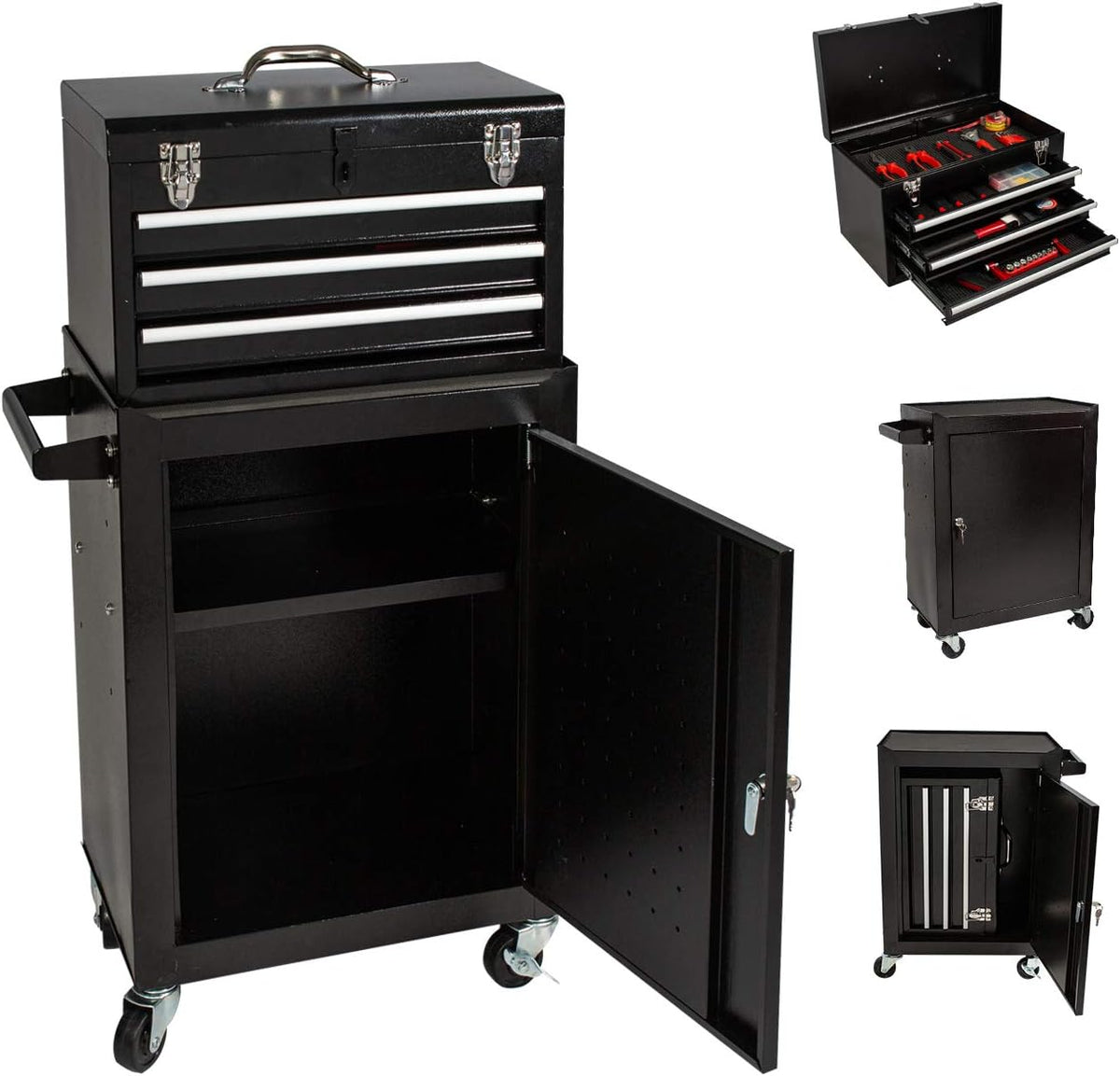 3 Drawer Rolling Steel Tool Box with Wheels S5338