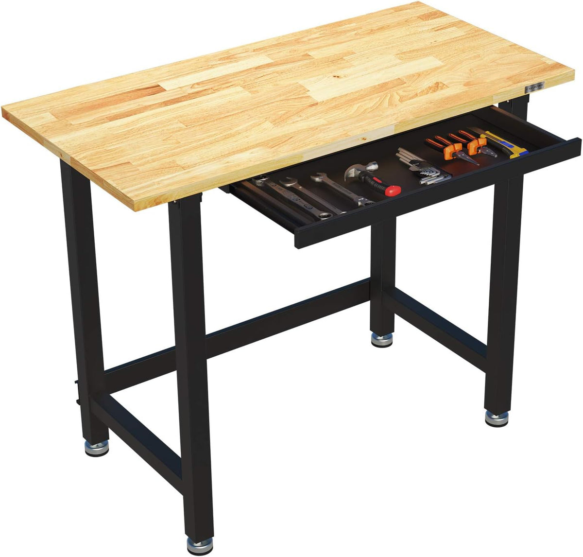 Work Bench with Drawer 3000-lb Capacity 48"x 24" Wood Top Steel Frame S334