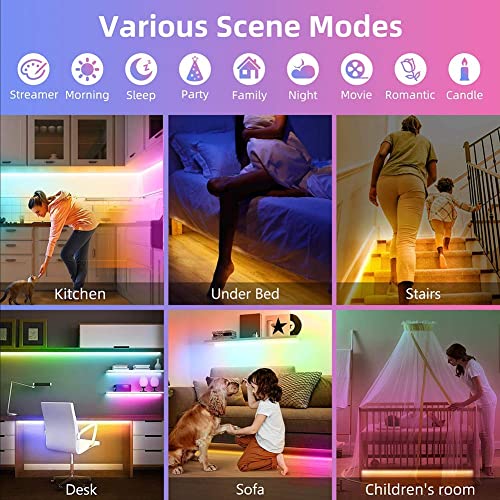 Motion Activated Under Bed Light Strips, 2x9.8ft RGB LED Light Strip with App Control R246482