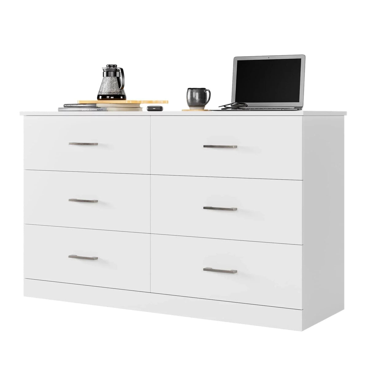 White 6 Drawer Wood Dresser E9851