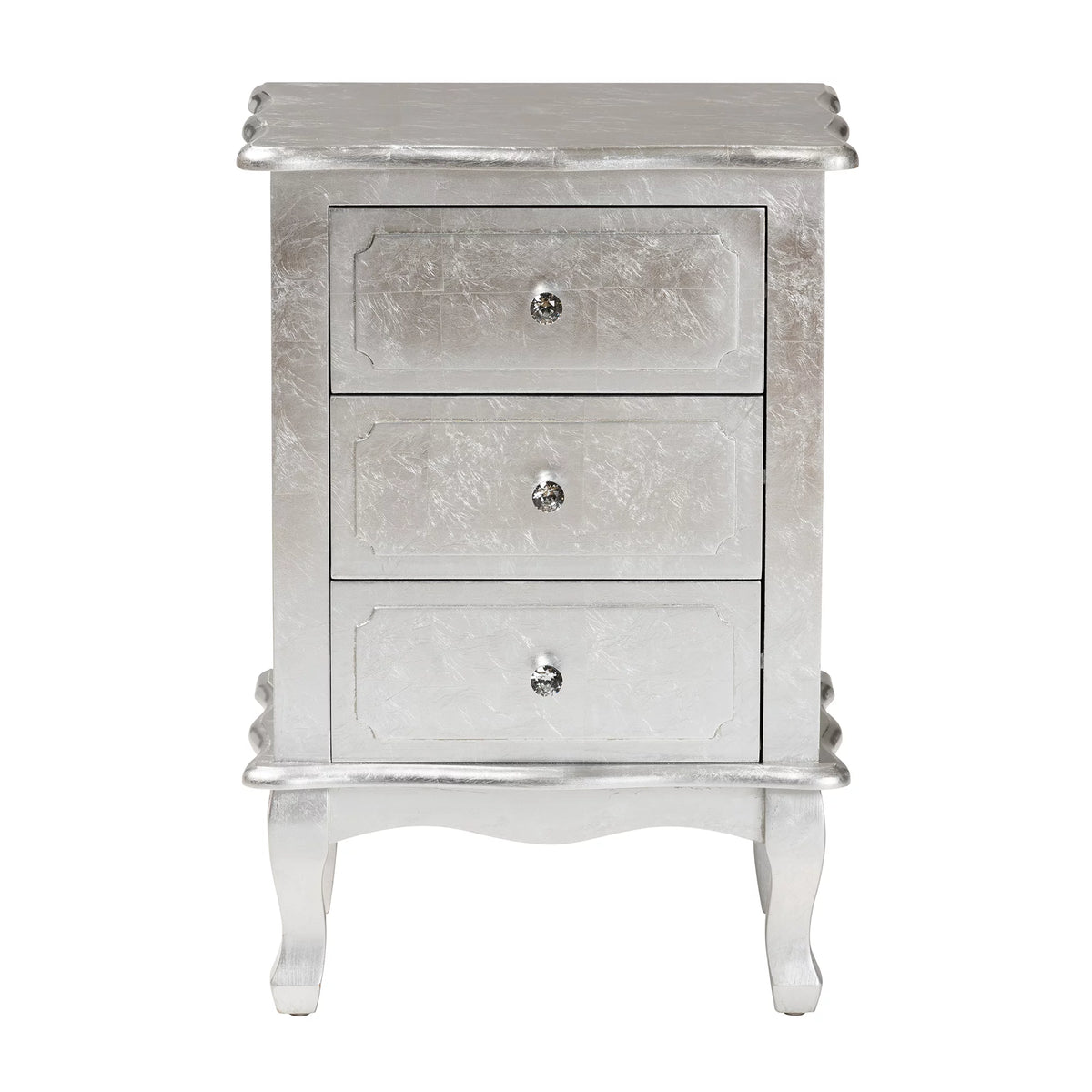 Silver Finished Wood 3-Drawer End Table O60516