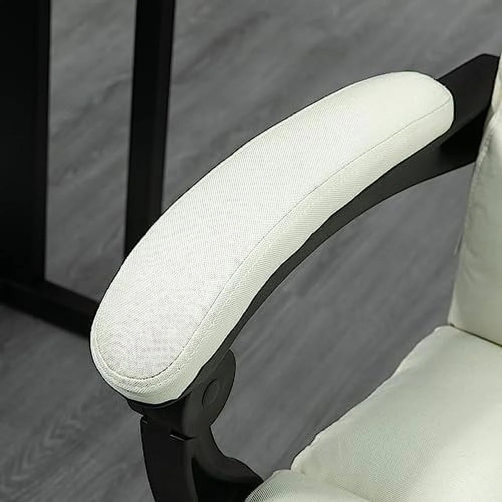 Cream White Massage Office Chair with USB Port and Footrest V507441