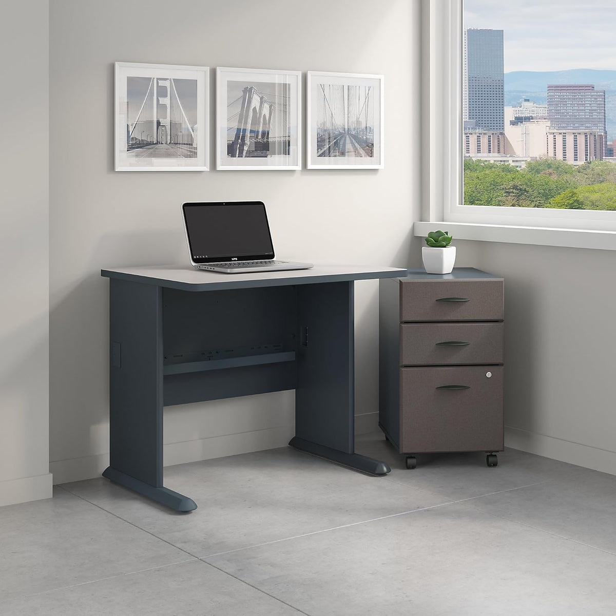 36W Desk with Mobile File Cabinet E8878