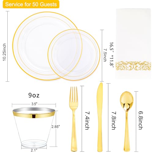 350Pcs Gold Dinnerware Set for 50 Guests G9050