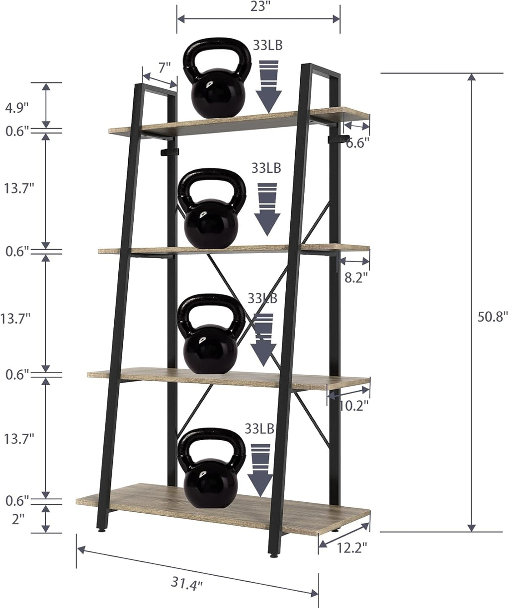4-Tier Wooden and Metal Ladder Shelf Bookshelf C951562