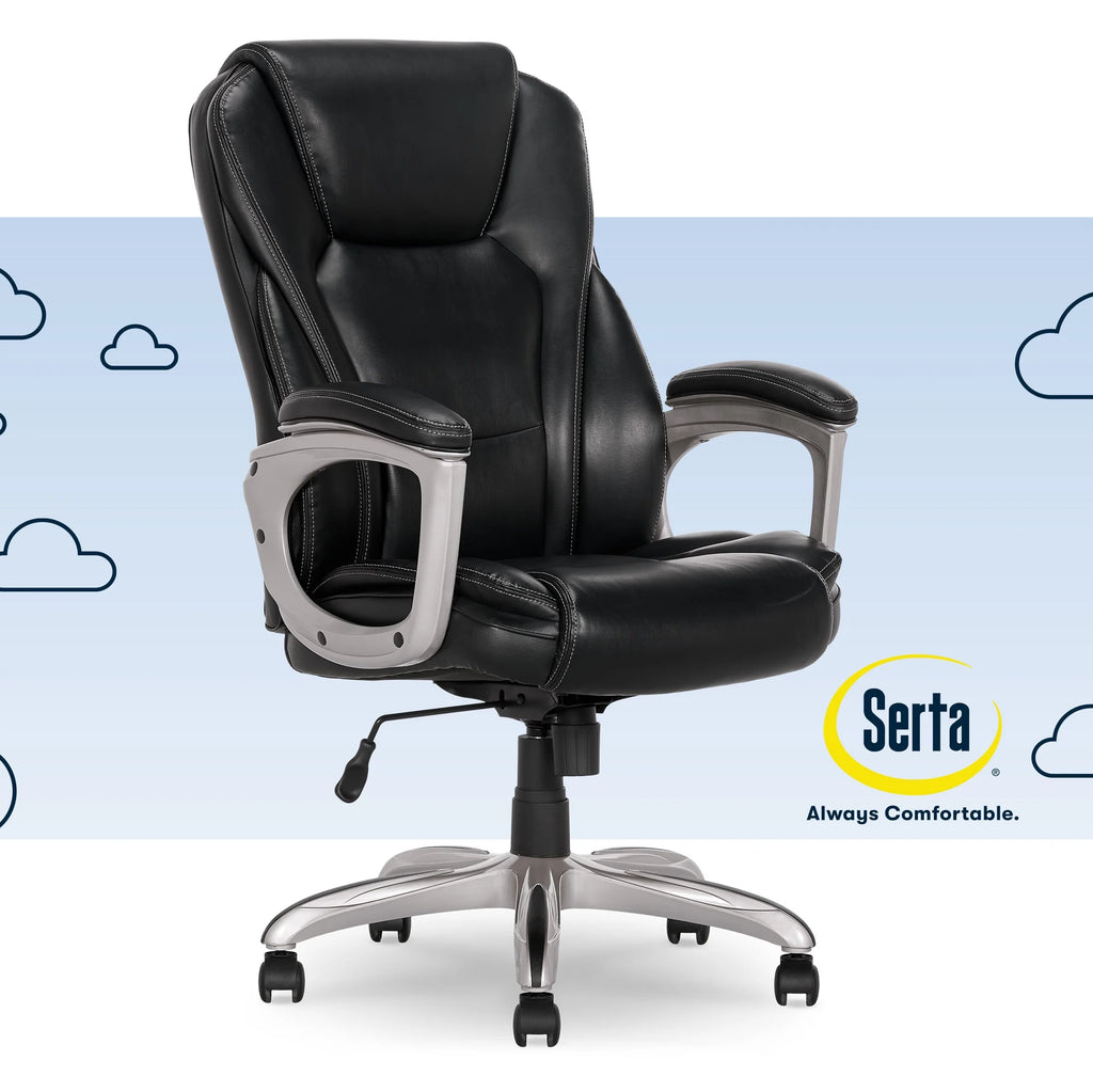 Black Bonded Leather Office Chair with Memory Foam Y980