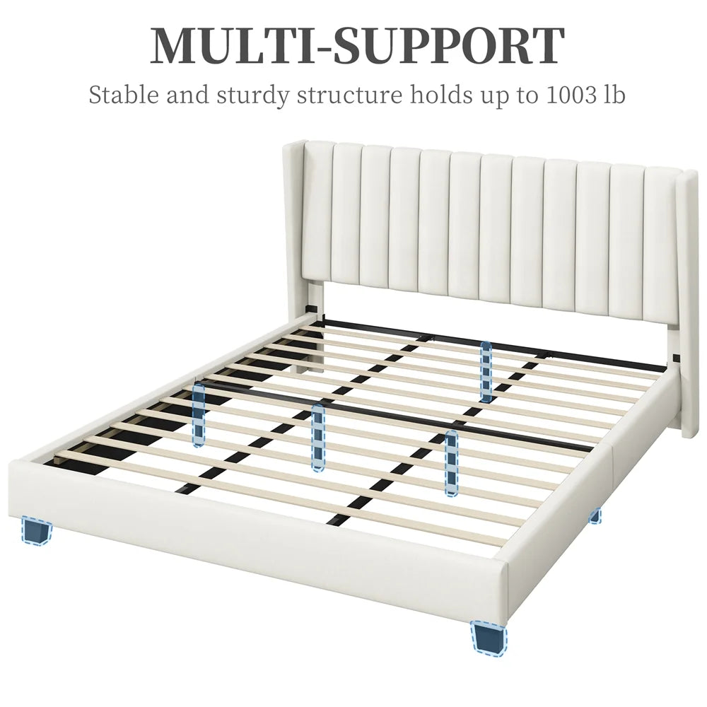 Queen Platform Bed with Upholstered Headboard D879558